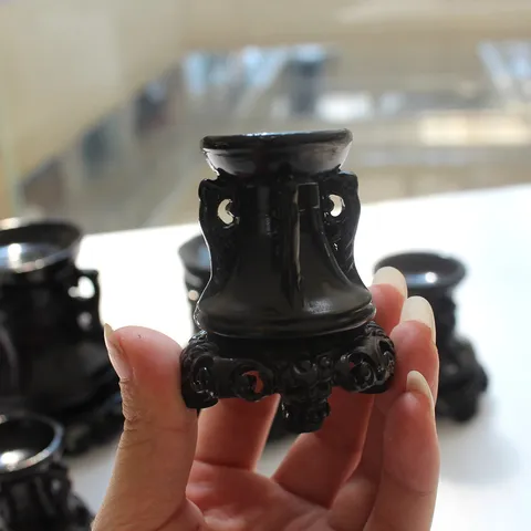 Solid Wood Crystal Ball Stand Base Black Carved Sphere Holder Display Pedestal Home Office Decorative Ornament Base