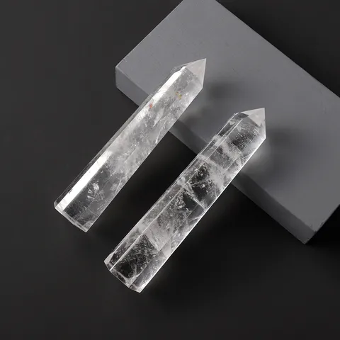 Natural White Crystal Pillar Polished Hexagonal Quartz Point Healing Energy Stone Magic Wand For Home Decor Meditation Gift
