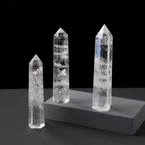 Natural White Crystal Pillar Polished Hexagonal Quartz Point Healing Energy Stone Magic Wand For Home Decor Meditation Gift