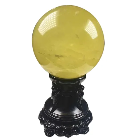 Natural Citrine Ball With Base Yellow Quartz Sphere For Office Home Desk Decoration Feng Shui Healing Stone Ornament Office Decor