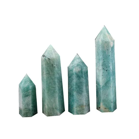 Natural Amazonite Crystal Hexagonal Pillar Energy Stone Polished Ore Point Tower Home Decor Healing Meditation Mineral Specimen