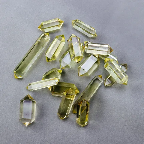 Natuurlijke Braziliaanse Citrien Kristal Zeshoekige Kolom Dubbele Punt Kwartssteen Voor Genezing Reiki Meditatie Huis Kantoor Decor Gepolijst Ornament