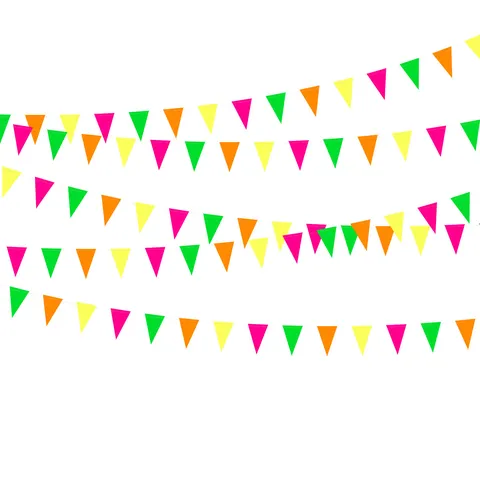 Fluorescent Triangular Flag Banner Garland Hanging Ornament Neon Colorful Bunting For Party School Classroom Decoration