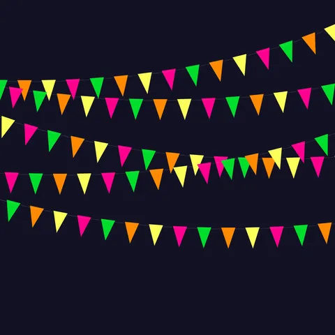 Fluorescent Triangular Flag Banner Garland Hanging Ornament Neon Colorful Bunting For Party School Classroom Decoration