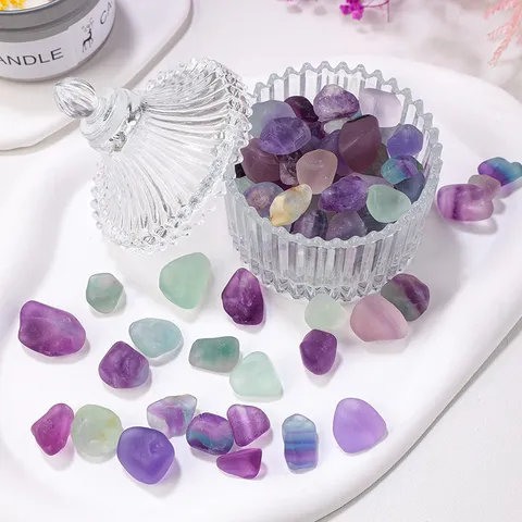 Natural Colorful Fluorite Crystal Tumbled Stones Polished Irregular Crushed Quartz Minerals For Aromatherapy Diffuser Fish Tank Landscaping Vase Filler Home Decor