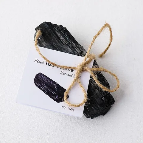 Natural Black Tourmaline Rough Stone Crystal Healing Rock Mineral Specimen For Home Office Decor Modern Minimalist Ornament