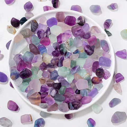 Natural Colorful Fluorite Crystal Tumbled Stones Polished Irregular Crushed Quartz Minerals For Aromatherapy Diffuser Fish Tank Landscaping Vase Filler Home Decor