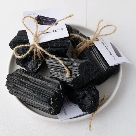 Natural Black Tourmaline Rough Stone Crystal Healing Rock Mineral Specimen For Home Office Decor Modern Minimalist Ornament