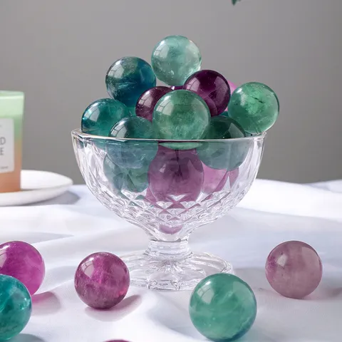 Natural Purple Green Fluorite Crystal Ball Polished Healing Stone Sphere Home Office Decor Desktop Ornament