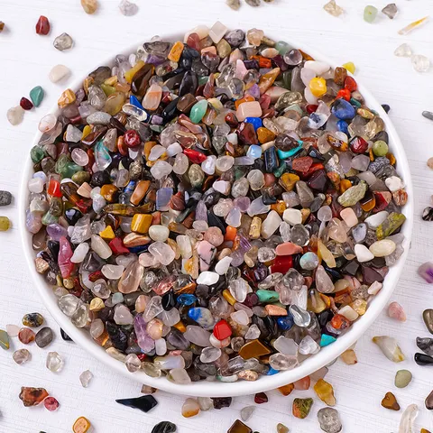 Natural Quartz Crystal Chips Multicolor Crushed Stone Healing Crystals Polished Rocks For Fish Tank Flowerpot Home Decor Vase Filler