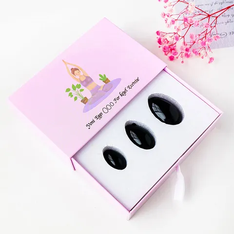 Set di Uova Yoni in Cristallo Naturale Per Esercizio di Kegel Uova in Pietra Da Massaggio Con Scatola Regalo Per Donne