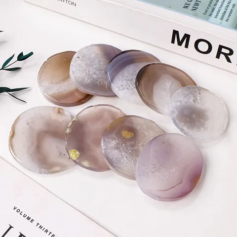 Natürliche Achatscheibe Polierter Kristall Geode Stein Untersetzer Für Haus Büro Dekor Einzigartige Heilende Mineralprobe Tisch Ornament Geschenk