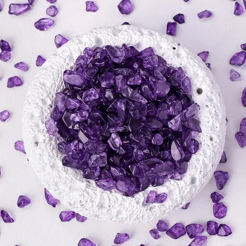 Gefärbte Amethyst Bruchsteine Heilkristall Chips Für Wohnkultur Aquarium Blumentopf Dekoration Reinigung Entmagnetisierungssteine