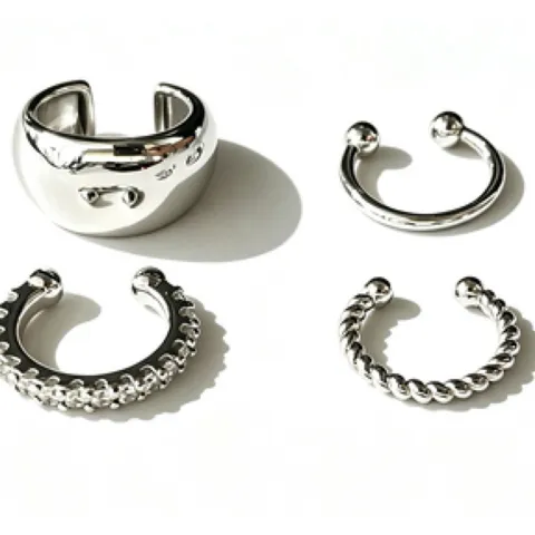 Orecchini a Clip in Rame Minimalisti per Donna Stile di Nicchia Geometrici con Strass Gioielli Placcati in Oro Argento