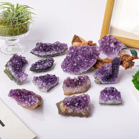 Natürlicher Amethyst Cluster Brasilianische Lila Kristall Geode Mineral Probe Rohstein Für Heimdekoration Reinigung Energie Heilung Kristall