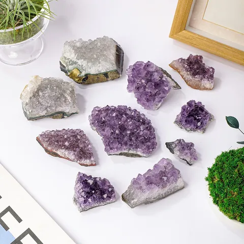 Natürlicher Amethyst Cluster Brasilianische Lila Kristall Geode Mineral Probe Rohstein Für Heimdekoration Reinigung Energie Heilung Kristall