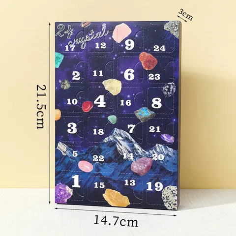 Calendario de Adviento de Mineral de Cristal Natural Cuenta Regresiva de Navidad Caja Ciega Conjunto de Colección de Piedras Regalo Educativo para Niños