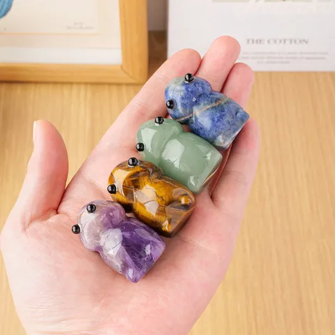 Natürlicher Kristall Pilz Elf Monster Figur Amethyst Quarz Frosch Ornament Mini Desktop Dekoration Mikrolandschaft Stein