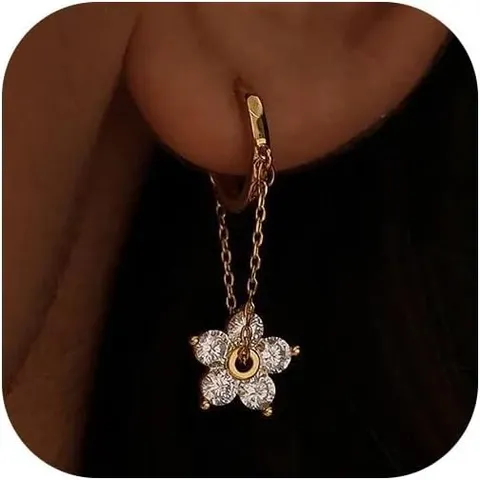 Eleganter Kupfer Blumen Quaste Ohrring Für Damen Gold Silber Vergoldet Strass Schleife Hängende Ohrringe Süßer Nischen Schmuck Geschenk