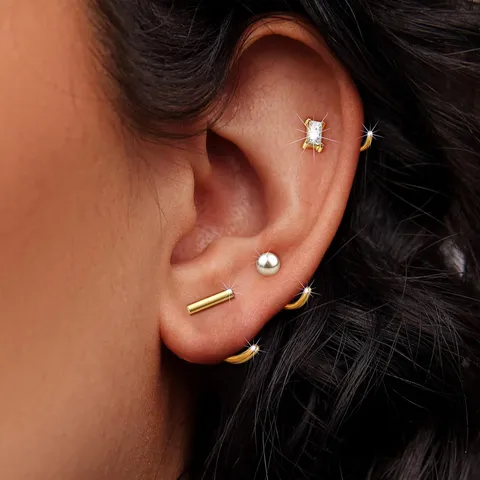 Boucles d'Oreilles en Laiton Plaqué Or Avec Strass et Perles Artificielles Étoile et Cœur Parure de Boucles d'Oreilles Géométriques pour Femme Bijoux