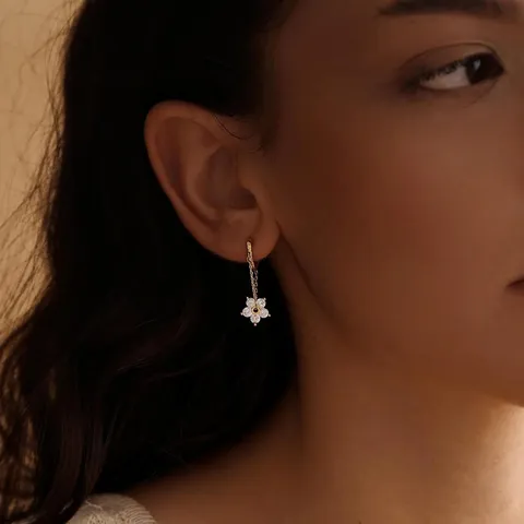 Eleganter Kupfer Blumen Quaste Ohrring Für Damen Gold Silber Vergoldet Strass Schleife Hängende Ohrringe Süßer Nischen Schmuck Geschenk