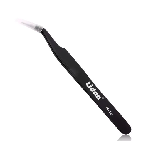 Anti Static Black Curved Tweezers Precision Stainless Steel Tool For Nail Art Rhinestones Picking Eyelash Extension Makeup