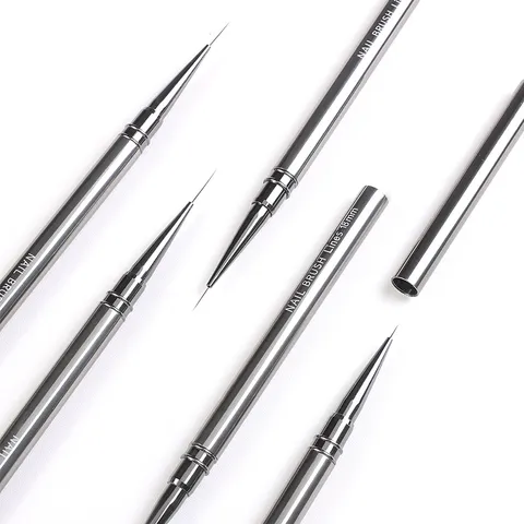 Professioneller Metall Nail Art Liner Pinsel Feiner Malstift Gun Black Griff Ultradünne Faserborsten Für Maniküre