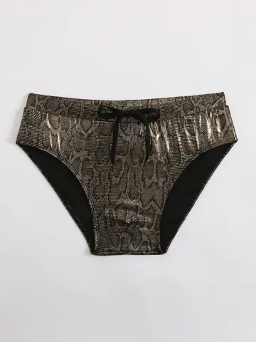 Men Metallic Gold Stamping Swim Trunks Sexy Low Rise Bikini Swimwear Beach Shorts Summer Vacation Board Shorts