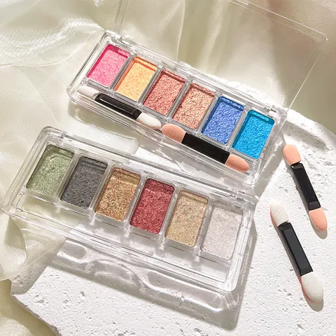 Paleta de Polvo de Uñas Aurora Sólida Polvo Espejo Mágico Seis Colores Pigmento Cromo Brillo