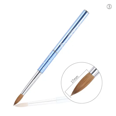 Professionelle Nagelkunst Pinsel Metall Blau Strass Griff Acryl Kristall Malerei Pinsel Für Nageldesign Maniküre Werkzeuge