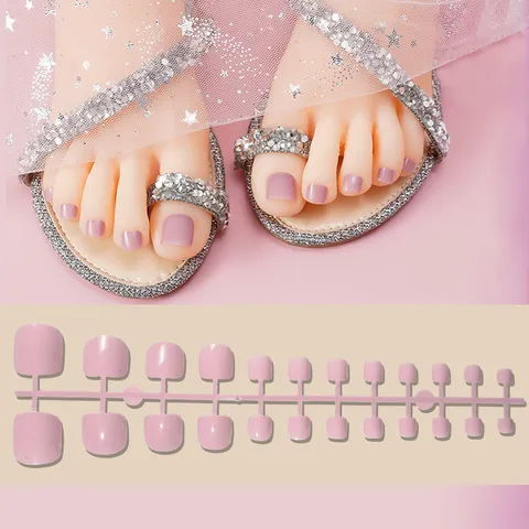Effen Kleur Valse Teennagels Press-On Nagels Korte Vierkante Kunstmatige Teennagels DIY Acryl Teennagel Tips Voor Vrouwen Voet Nail Art