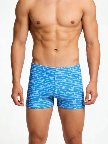 Men's Casual Boxer Swim Trunks Quick Drying Polyester Printed Beach Board Shorts For Summer Vacation Swimming