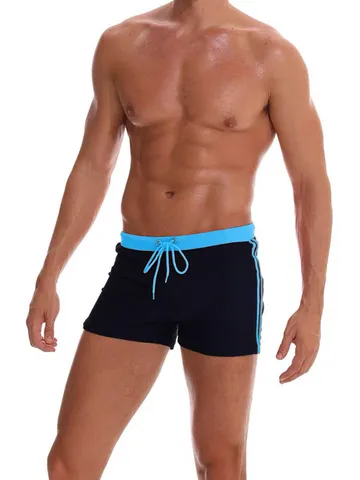 Men's Swim Trunks Quick Dry Breathable Nylon Solid Color Boardshorts With Drawstring Comfortable Casual Beach Swimwear