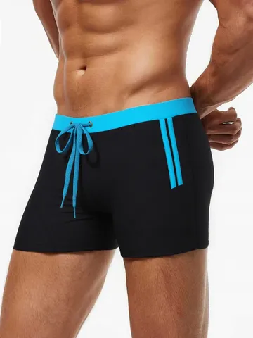 Men's Swim Trunks Quick Dry Solid Color Boxer Briefs Board Shorts Athletic Swimwear With Drawstring For Beach Summer