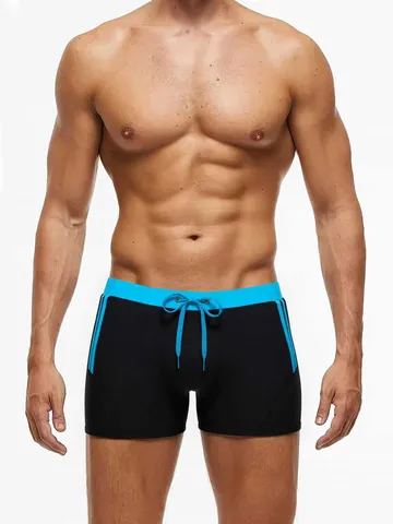 Men's Swim Trunks Quick Dry Solid Color Boxer Briefs Board Shorts Athletic Swimwear With Drawstring For Beach Summer