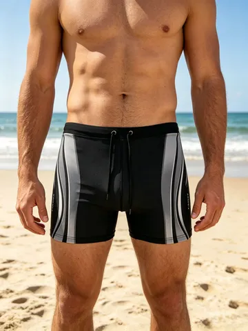 Men's Quick Drying Swim Trunks Professional Sports Swimwear Boxer Briefs Drawstring Bathing Suit For Hot Springs Vacation Beach
