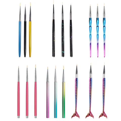 Professionelle Nail-Art-Zeichenpinsel Gradienten Meerjungfrau Schwanz Detail Malerei Liner Stift Set Maniküre Werkzeuge