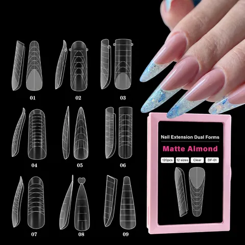 Moldes Transparentes para Extensión de Uñas Formas Duales Uñas Postizas Artificiales Transparentes para Manicura de Construcción Rápida Herramientas de Arte de Uñas