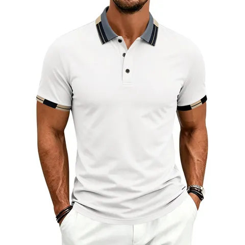 Men's Quick Dry Golf Polo Shirt Short Sleeve Casual Sport Athletic Breathable Turn Down Collar Solid Color Top