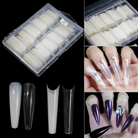 False Nail Tips Full Cover French Nail Extensions Transparent And Natural Color Clear Nail Art Manicure Tips