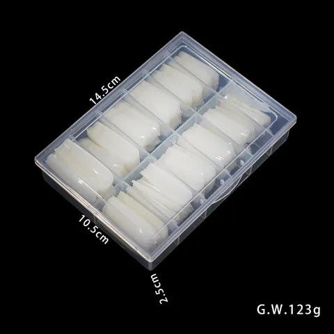 Punte per Unghie Finte Copertura Completa Estensioni per Unghie Francesi Colore Trasparente e Naturale Manicure