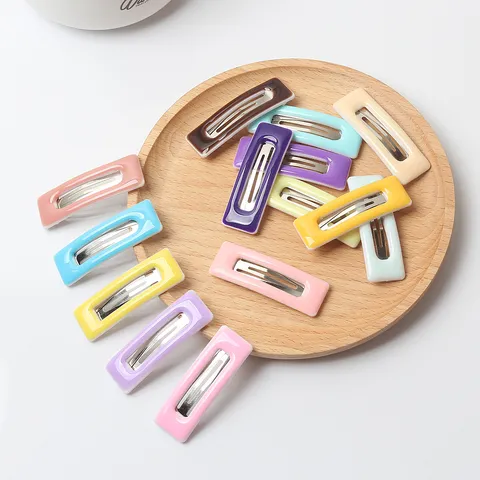 Μινιμαλιστικό Γεωμετρικό Τετραγωνικό Κλιπ Μαλλιών Γυαλιστερό Σμαλτωμένο Κλιπ BB Αξεσουάρ Styling Μαλλιών για Γυναίκες
