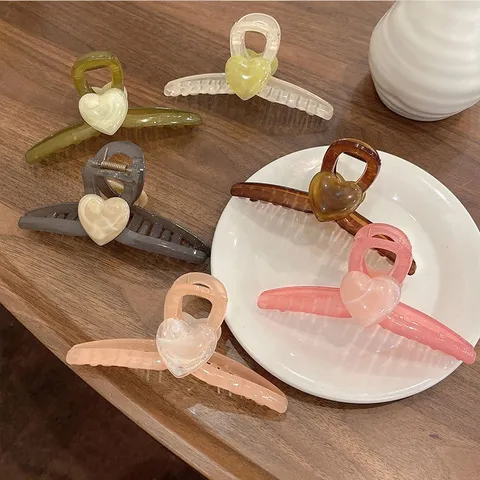 Μεγάλο Clasp Μαλλιών Ακρυλικό Καρδιά Λουλούδι Shark Clip Αντιολισθητικά Αξεσουάρ Styling Γυναικών Καθημερινή Φροντίδα