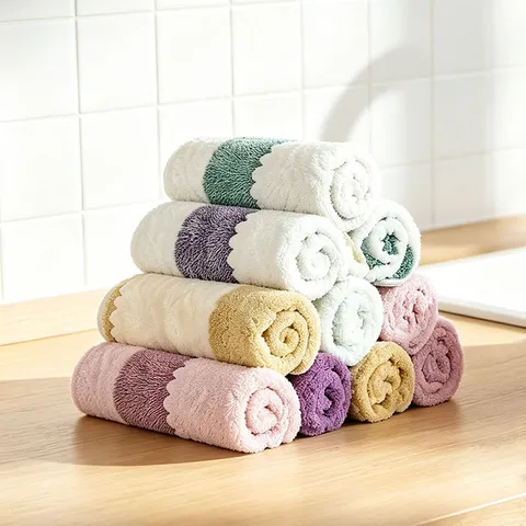 Panno per la Pulizia della Cucina in Microfibra Domestico Assorbente Panno per Piatti Multiuso Morbido Pile di Corallo Straccio Bagno