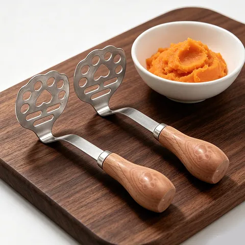 Stainless Steel Potato Masher Kitchen Food Masher With Wooden Handle Fruit Vegetable Smasher For Baby Food Cooking Tool