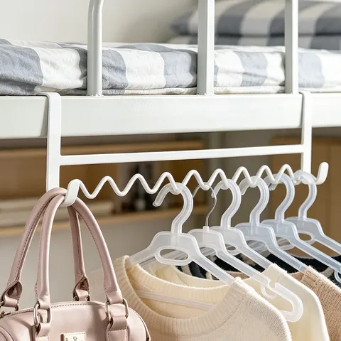 Dormitory Wave Clothes Hanger Punch Free Multi Functional Storage Rack For Bunk Bed Bedside Clothes Hook