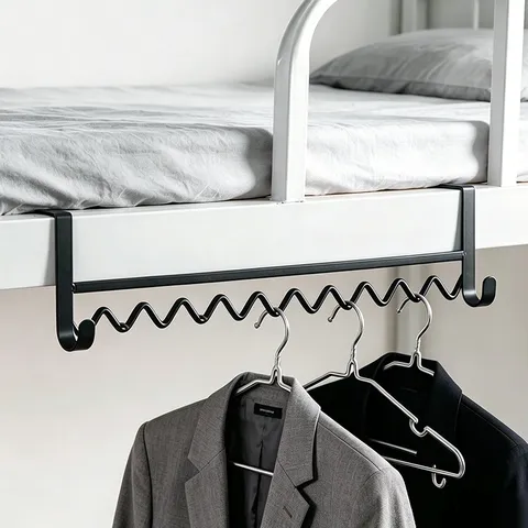 Dormitory Wave Clothes Hanger Punch Free Multi Functional Storage Rack For Bunk Bed Bedside Clothes Hook