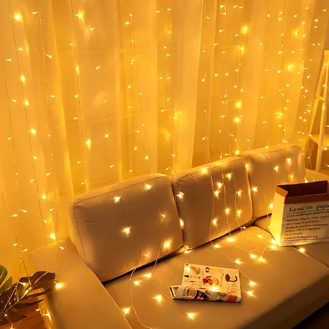 LED Curtain String Lights Copper Wire Window Backdrop Decoration For Bedroom Party Holiday