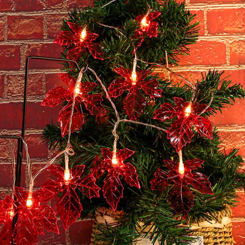 LED Maple Leaf String Lights Thanksgiving Christmas Decorative Lights Battery Powered Artificial Autumn Leaves Fairy Lights for Indoor Outdoor