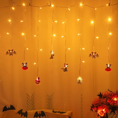 Halloween LED String Lights Bat Ghost Spider Pumpkin Decorative Lights Party Indoor Holiday Atmosphere Lighting
